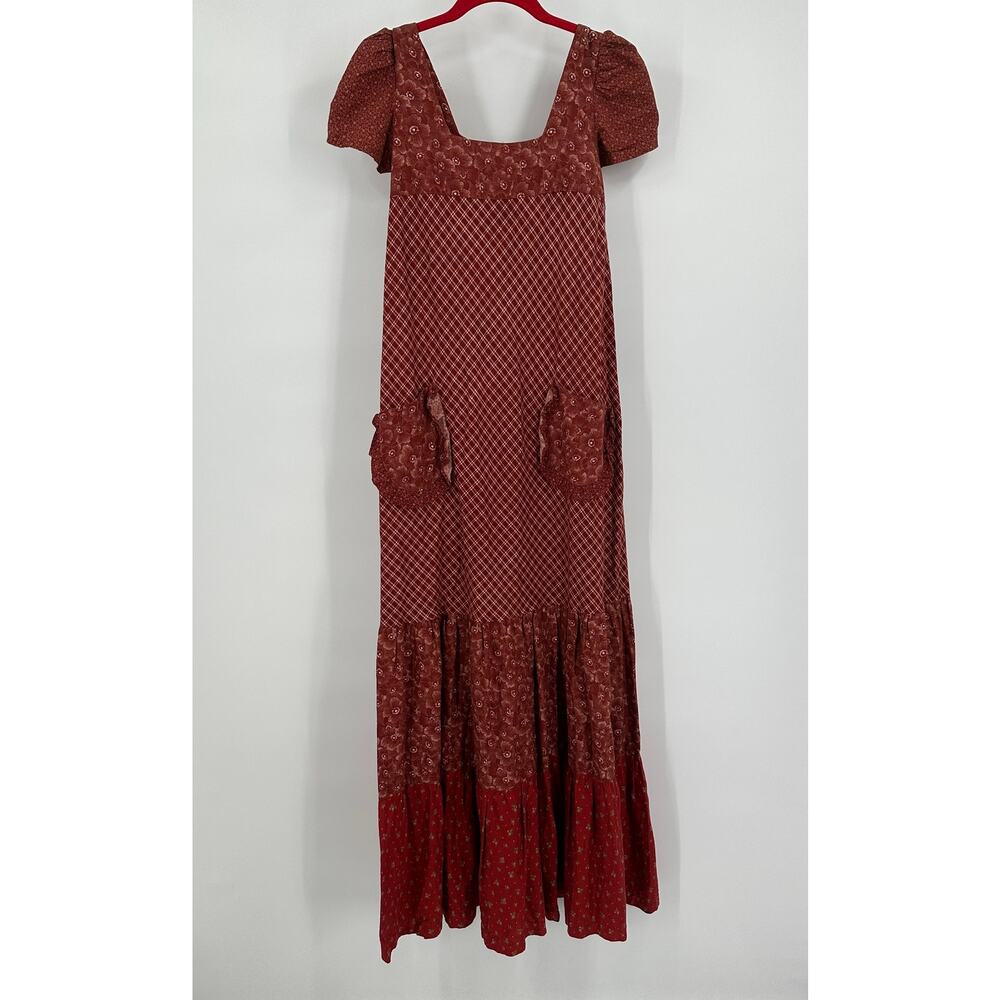 Young Edwardian Womens 70s Milkmaid Maxi Dress Size 5 Prairie Tiered Boho‎